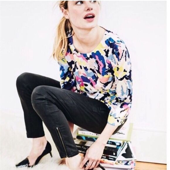 Boden Eliza Floral Silk Blend 3/4 Slreves Silk Blend Top - Picture 1 of 9